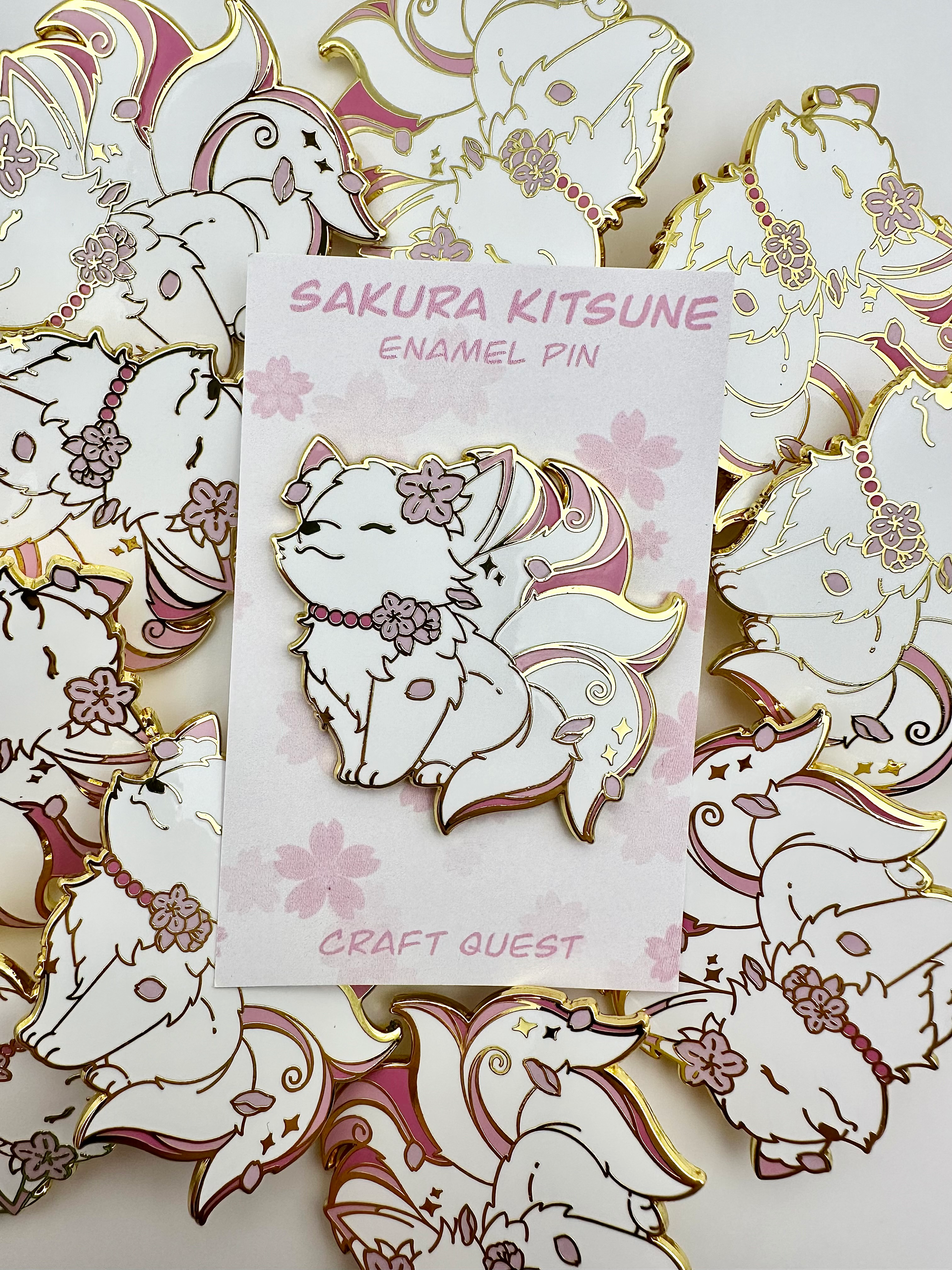 Sakura Kitsune Pin-Pink