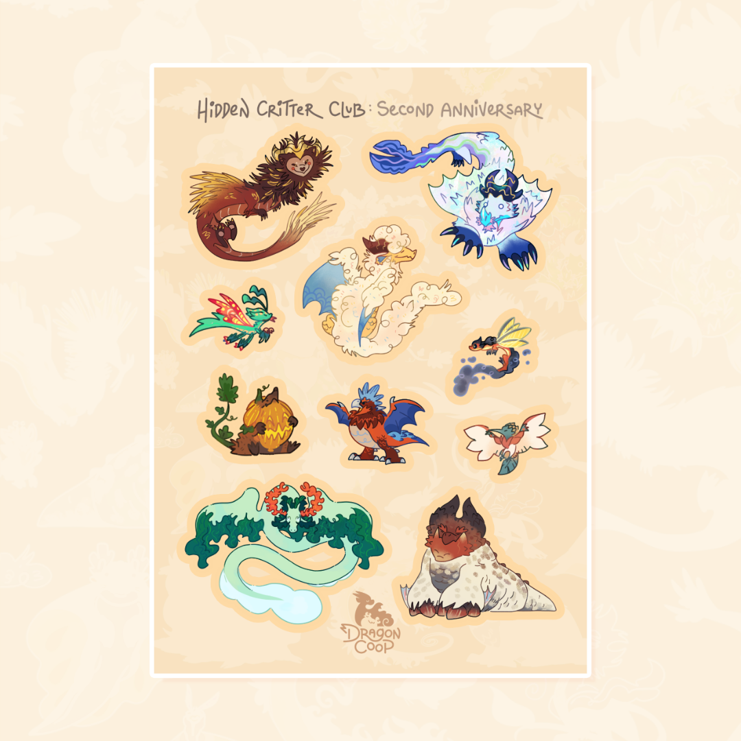 Hidden Critter Second Year Vinyl Sticker Sheet