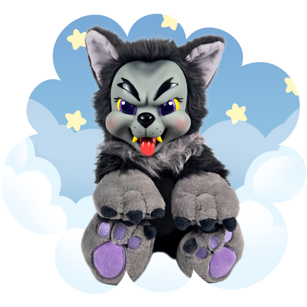 18" Vinyl Face Grey Wolf