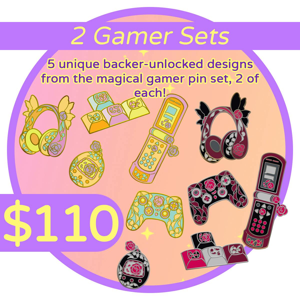 2 Sets - Magical Gamer Pin Sets