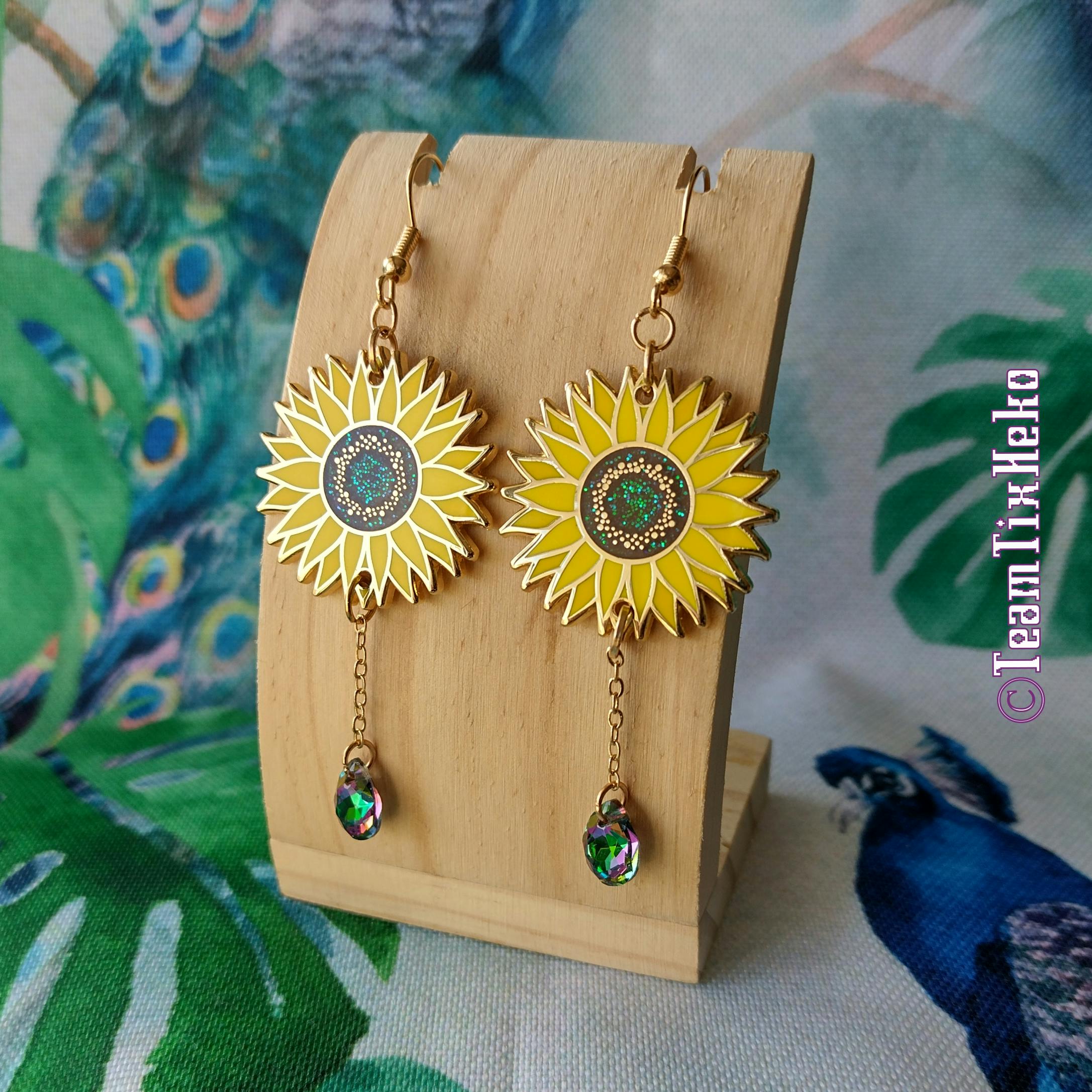 1x PAIR OF EARRINGS : Sunflower