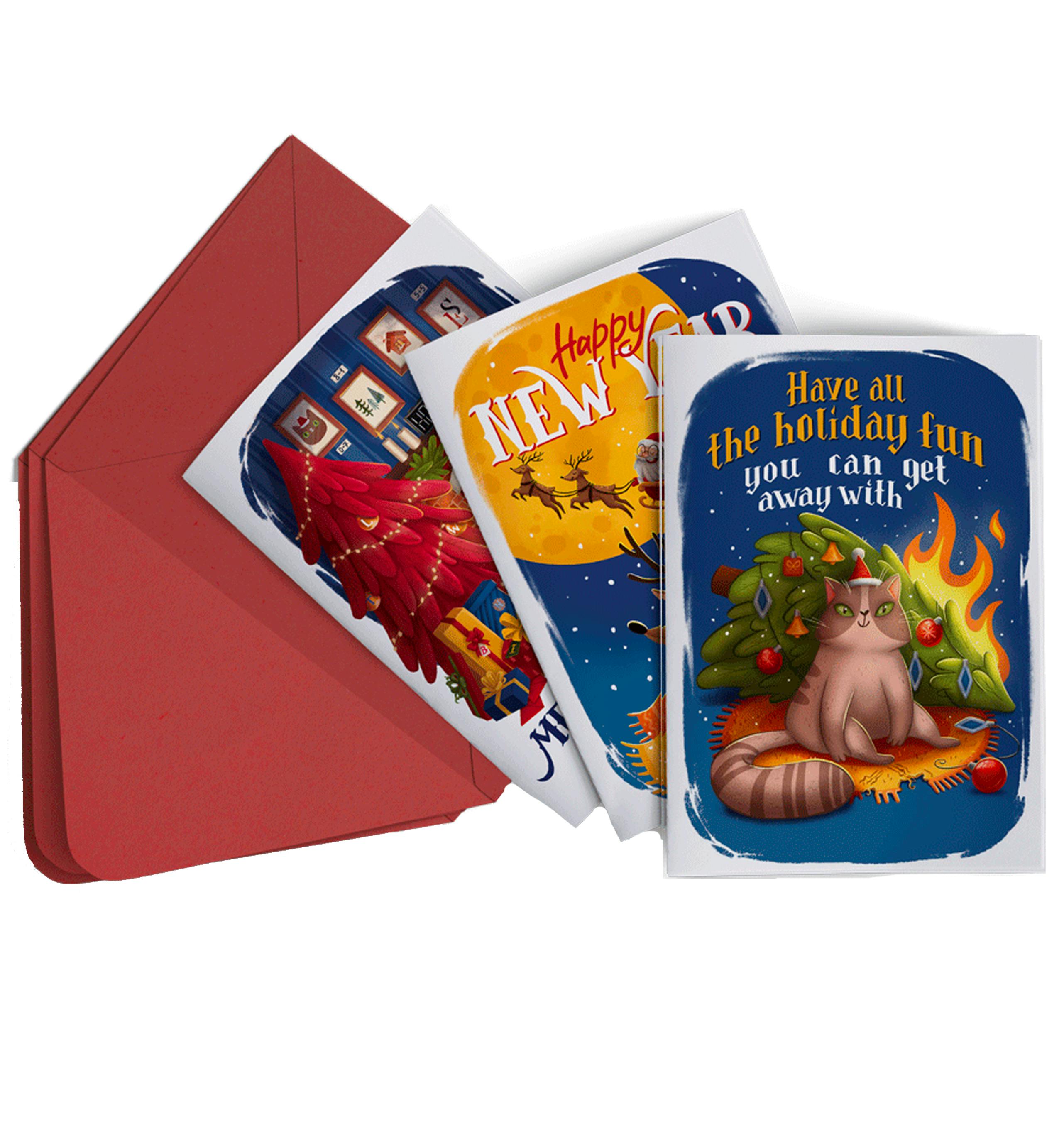 Three folded cards with puzzles