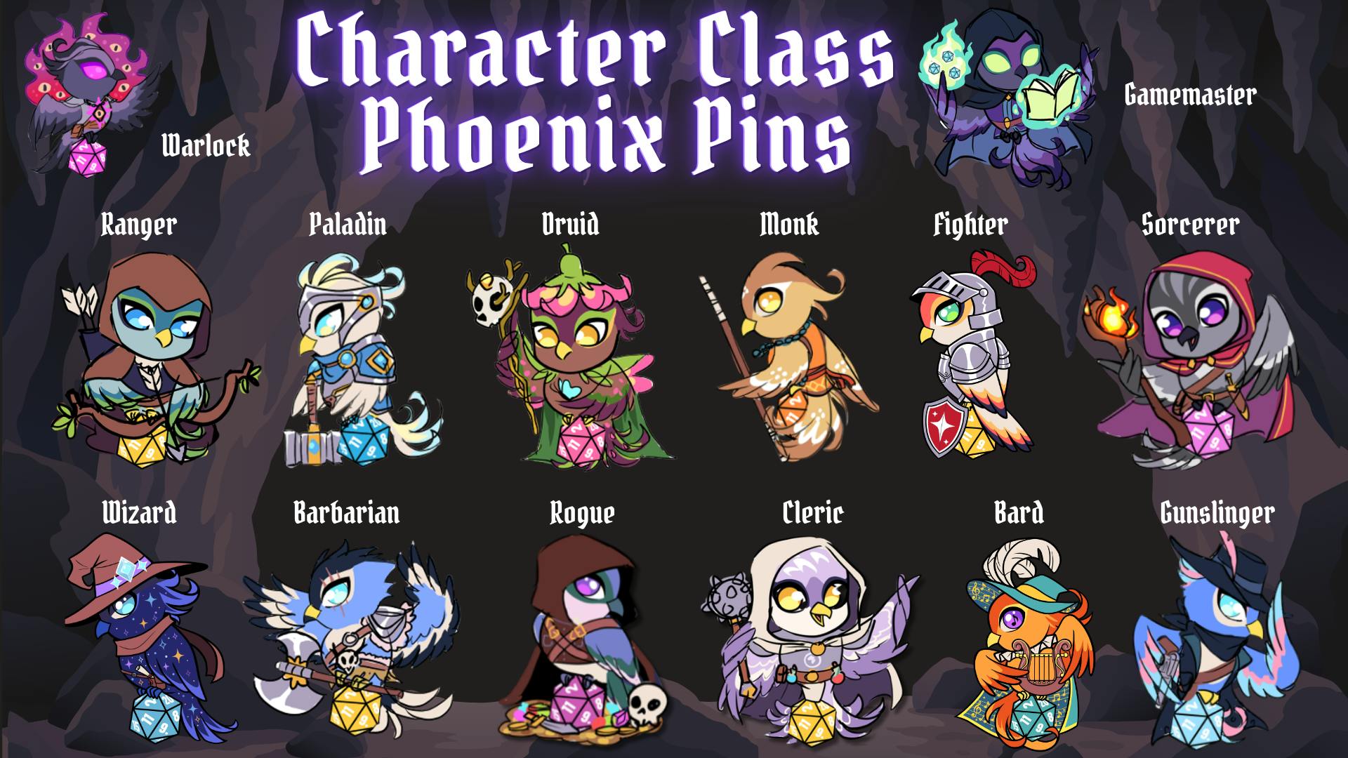 Character Class Phoenix Pins