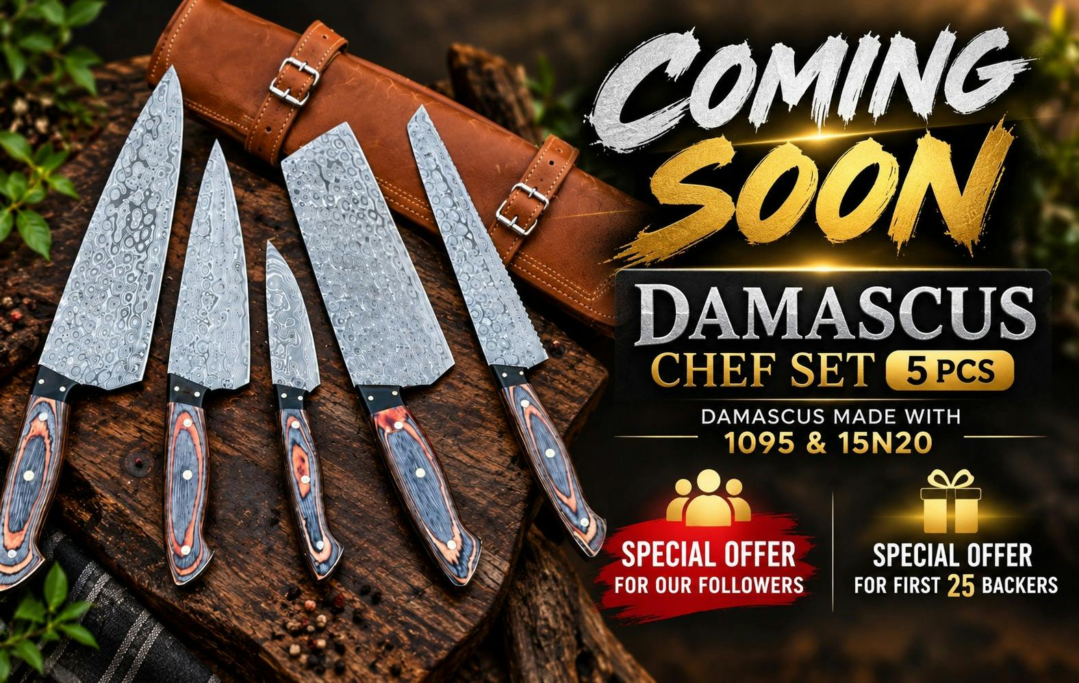Damascus Chef Knife Set| Chef Knife set for Kitchen Mastery.