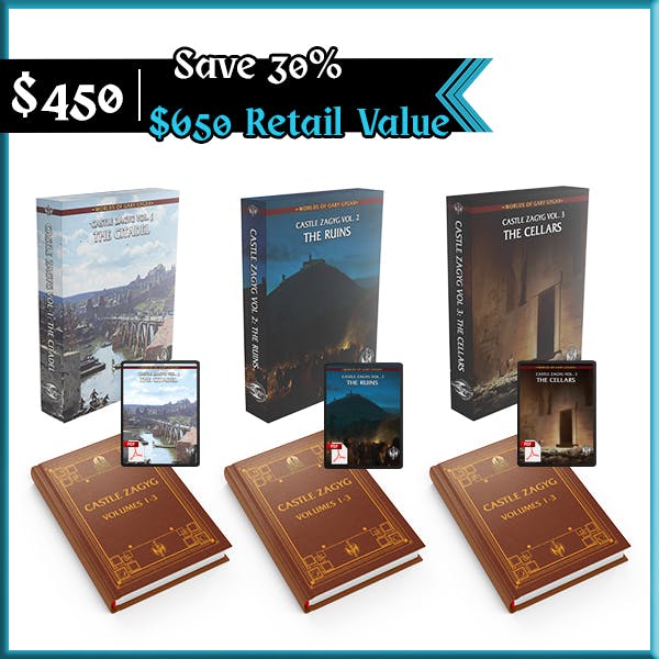 (Save 30%) Castle Zagyg Volumes 1-3 Boxed Set (Print + PDF + Leather-Bound)