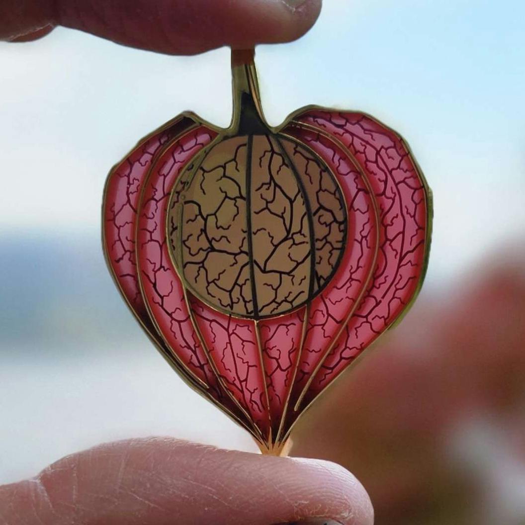 Physalis Stained Glass Pin	