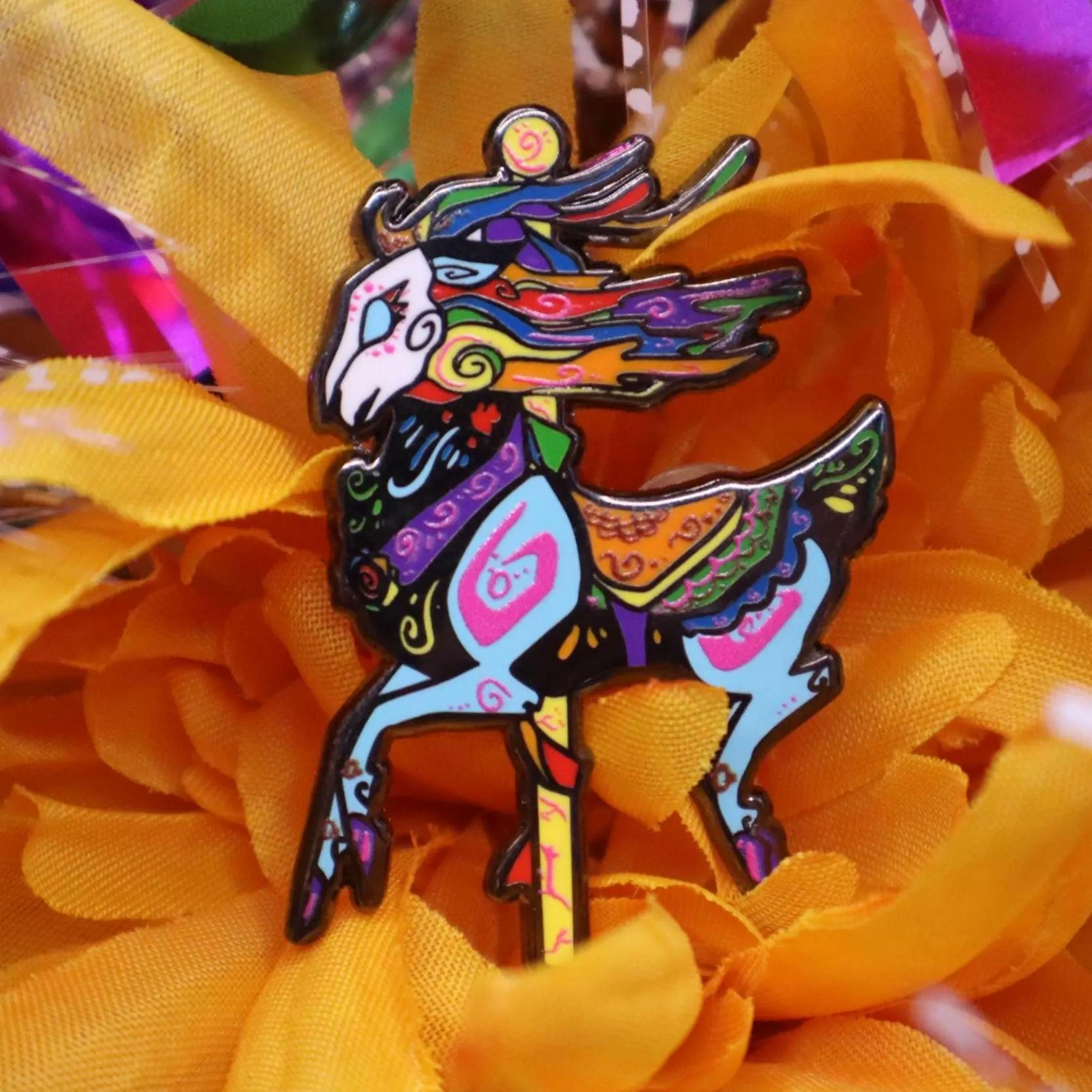 Progress flag leshy cryptid carousel enamel pin