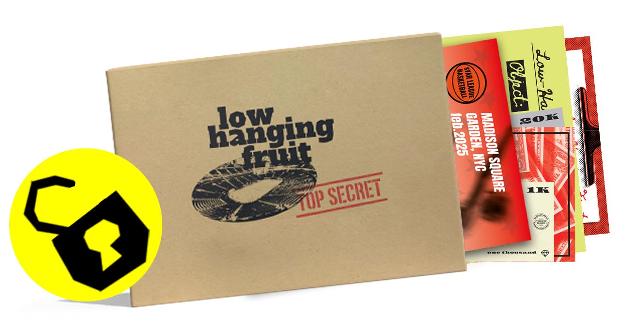 Graphic depicting a Top Secret folder titled "Low Hanging Fruit" unlocked.