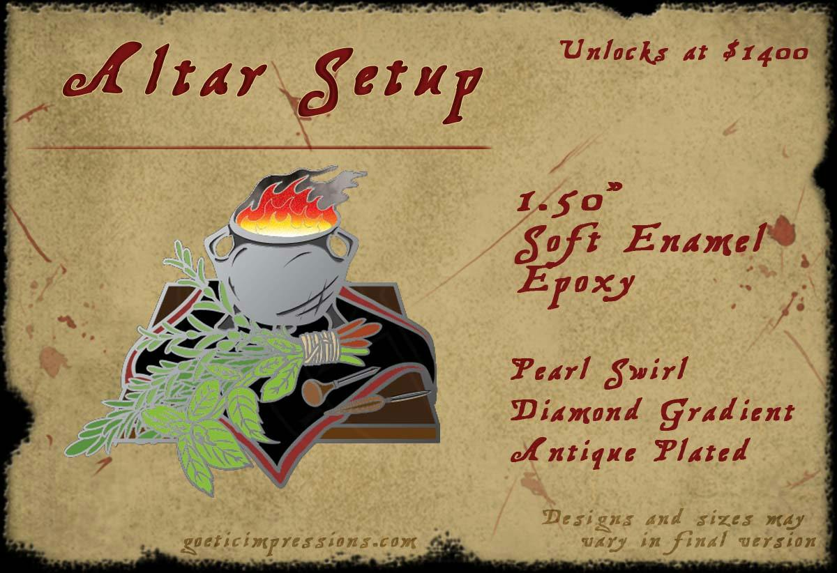 Altar ritual tool setup pin design inspired by the Grimorium Verum