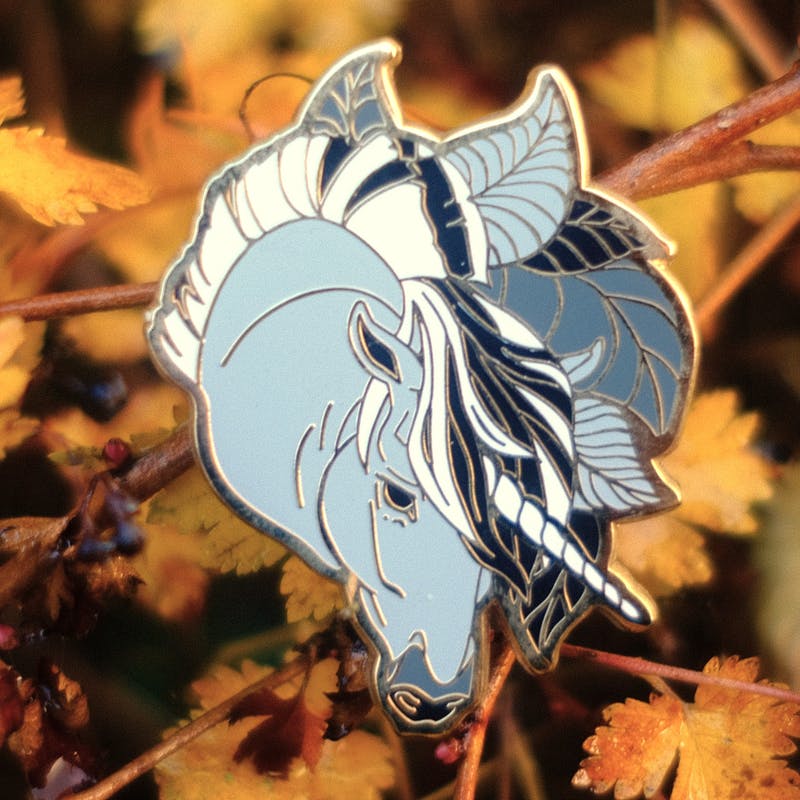 Unicorn pin - Autumn B&W (save €1,-)