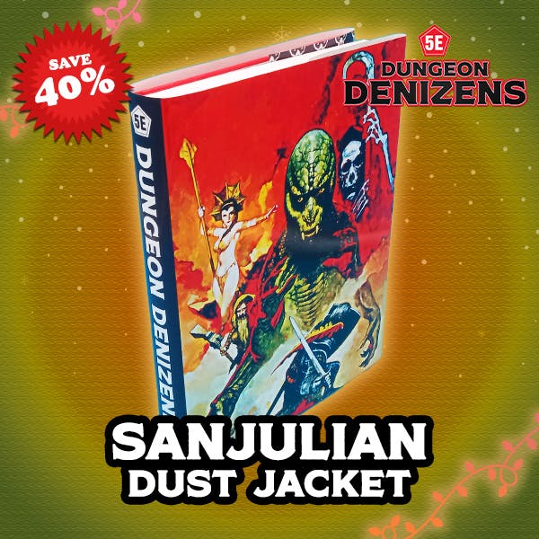 Dust jacket, Dungeon Denizens 5E, Sanjulian art
