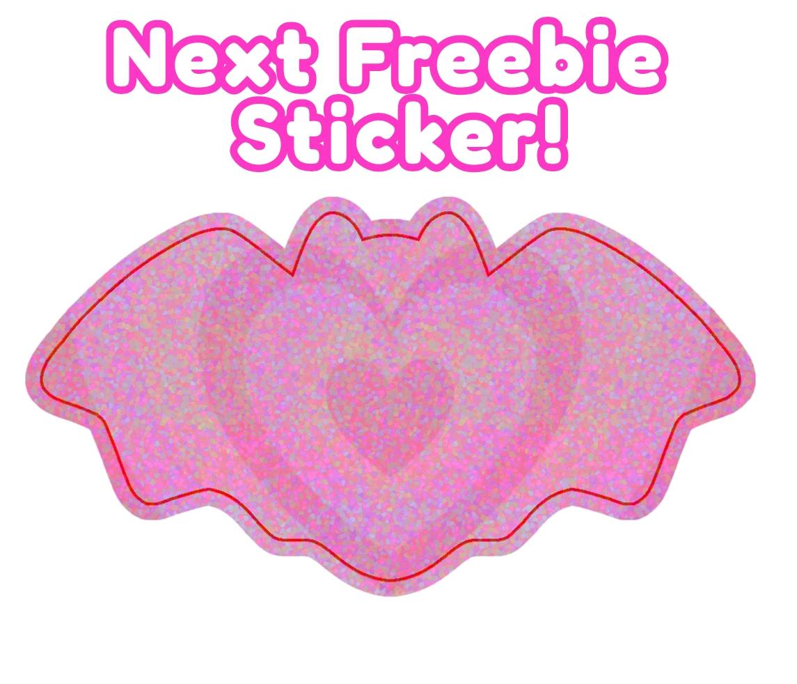 Free glittery Love Beam bat sticker!