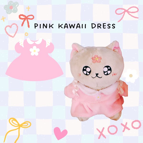Pink Kawaii Dress for Cat Plushie