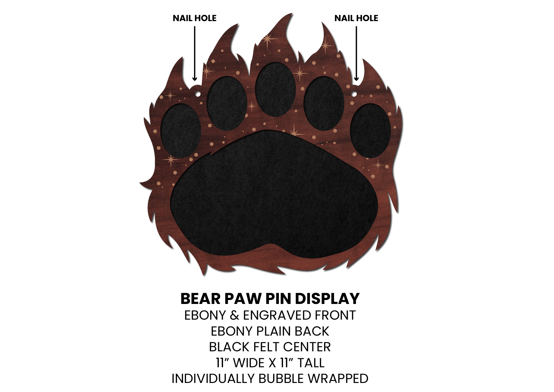 Engraved Bear Paw Pin Board