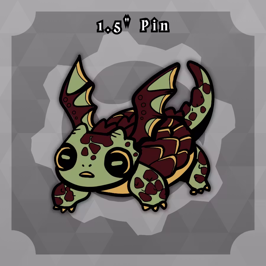 Dungeon Familiars: 1.5in Dragon Turtle Beach Pin