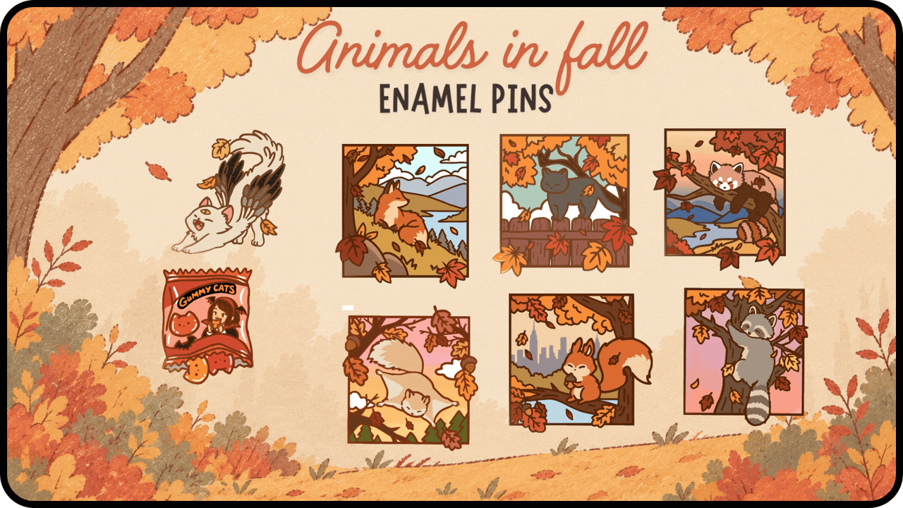 Animals in Fall - Enamel pins Collection