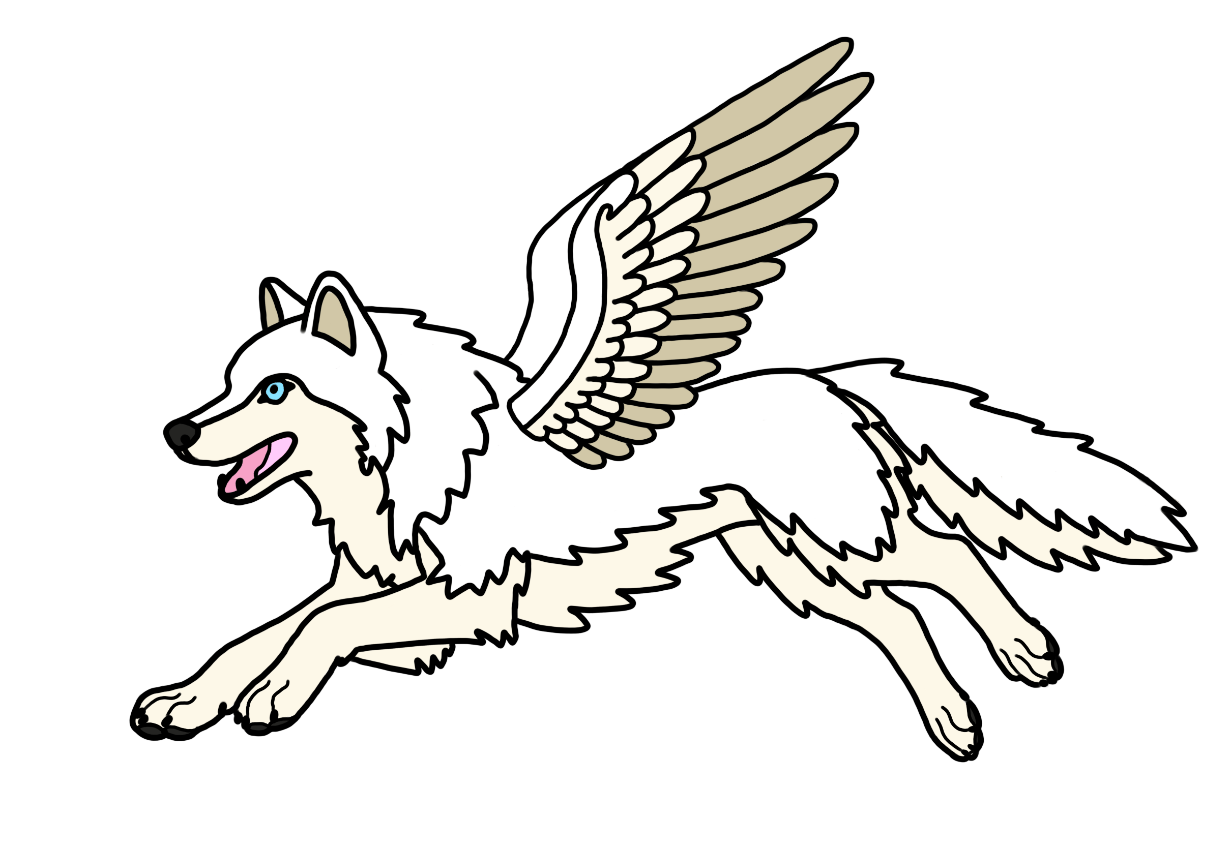 Flying wolf white enamel pin