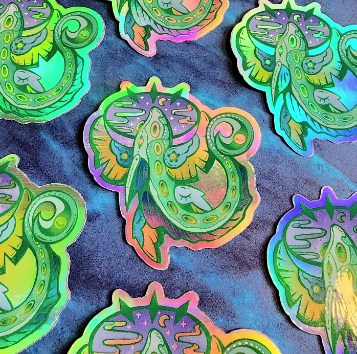 Sea Angel Chimera Shark Holographic Vinyl Sticker