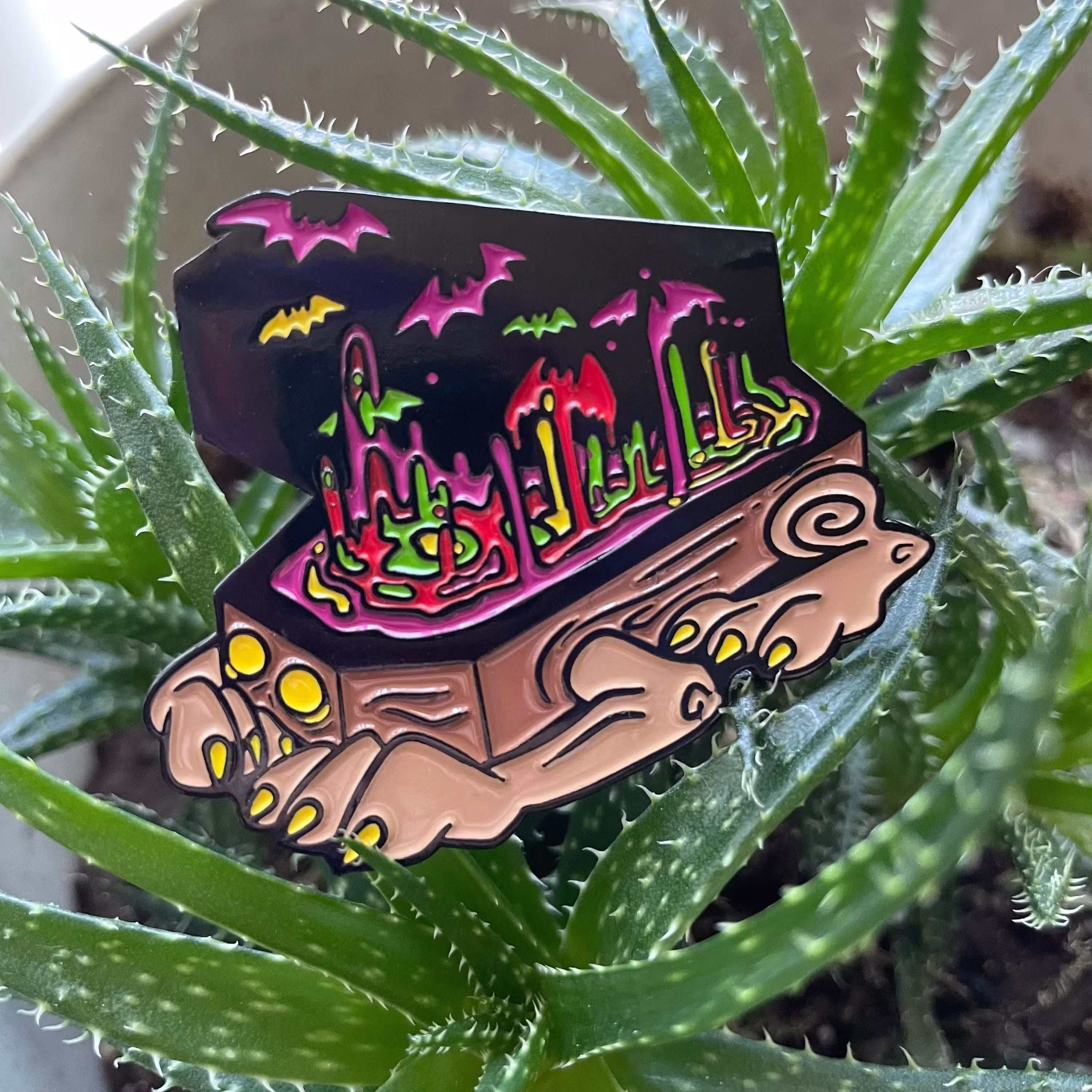 Funeral mountain terrashot cryptid soft enamel pin