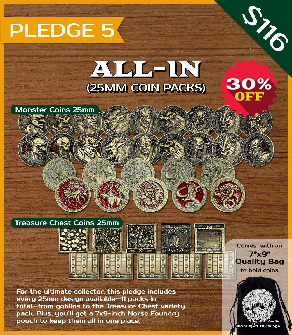 All-In 25mm Bundle (Get 1 of Every Design) - 11 Packs (110 Total Coins) (30% Discount)