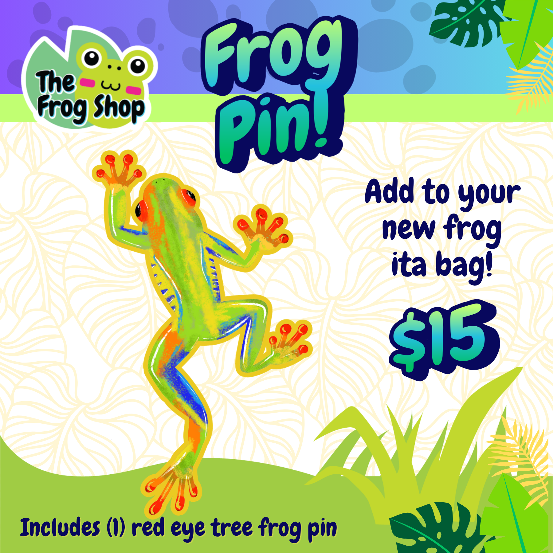Red Eye Tree Frog Pin