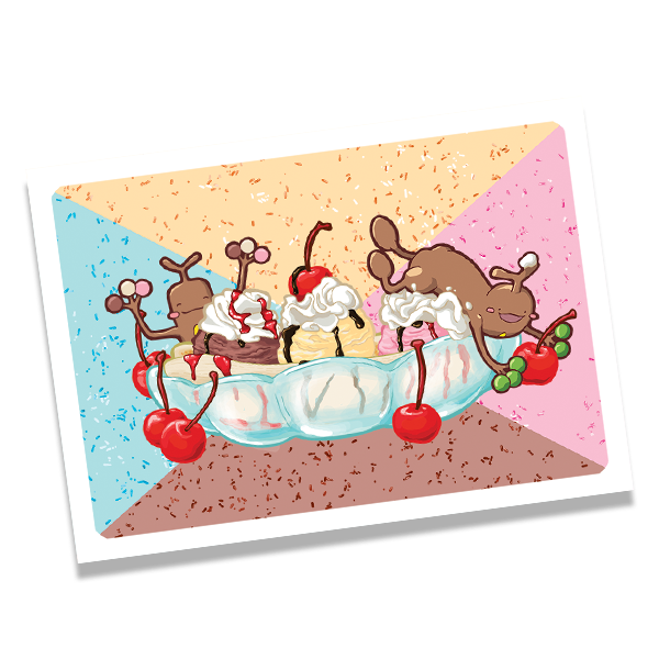 Banana split wood guys mini print