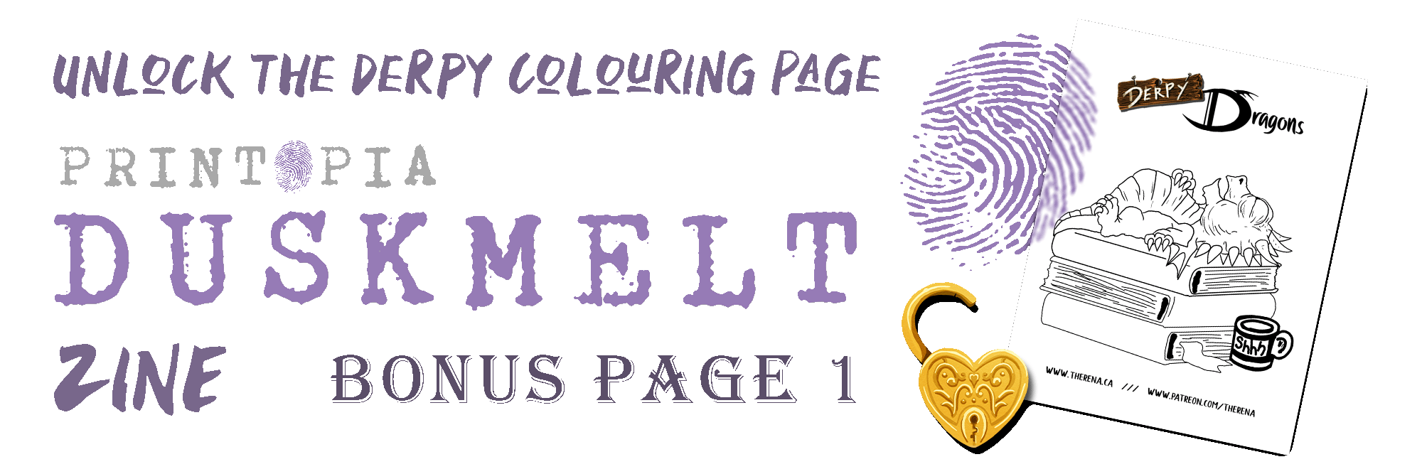 🔓UNLOCKED The Derpy Dragon Colouring Page in the DUSKMELT Zine! Unlock BONUS page for backers!