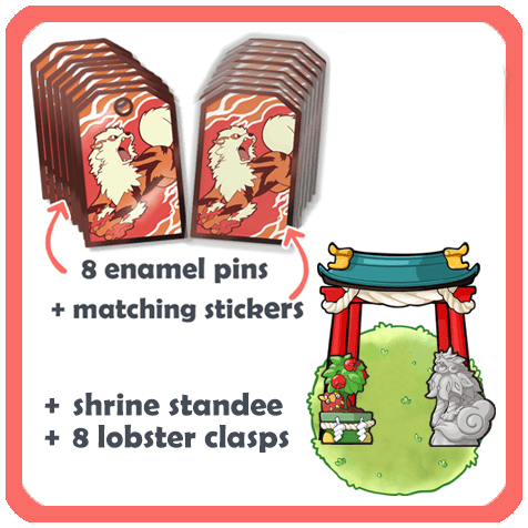 8x Omamori Enamel Pin & Shrine standee