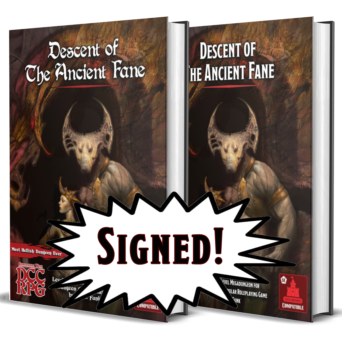 *SIGNED* PRINT+PDF Bundle - Descent of the Ancient Fane (D&D 5e+DCC)