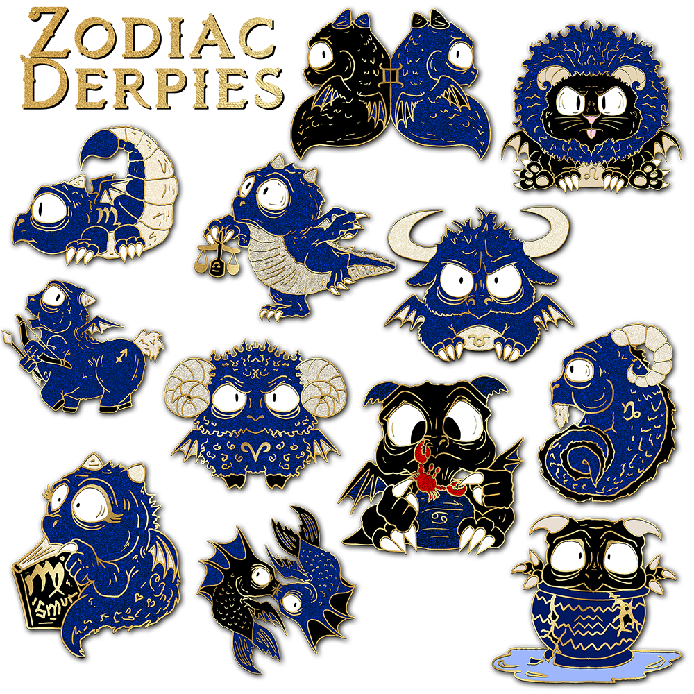 Zodiac Derpy Dragon Pin