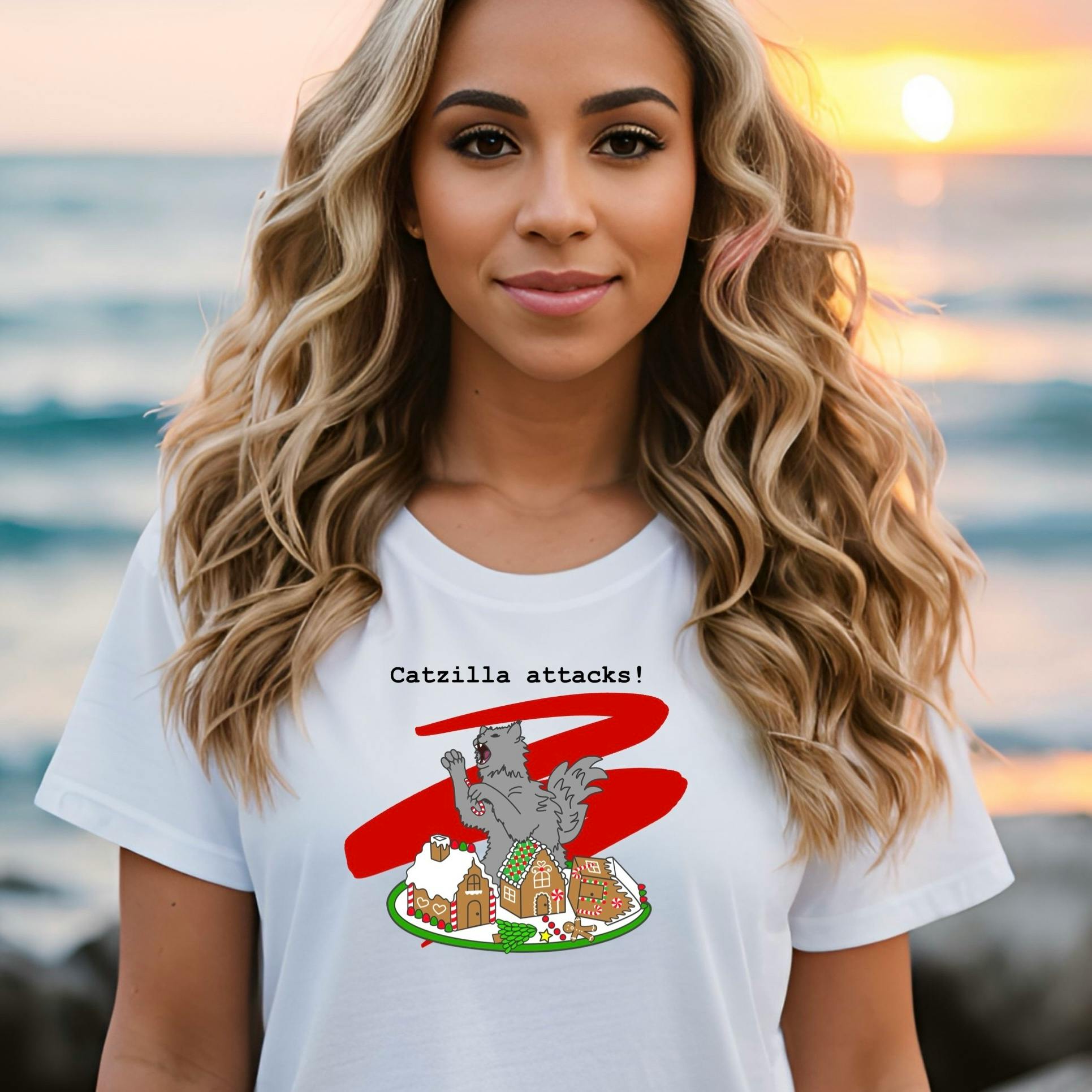 Catzilla Attacks DIY Iron-On for light and dark fabrics 