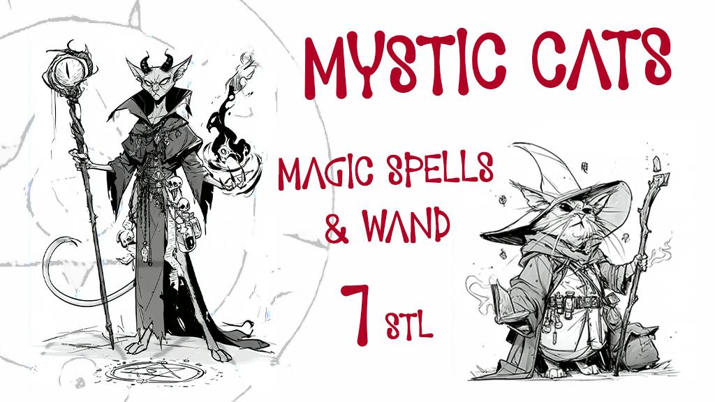 Mystic Cats with Magic Spells & Wand