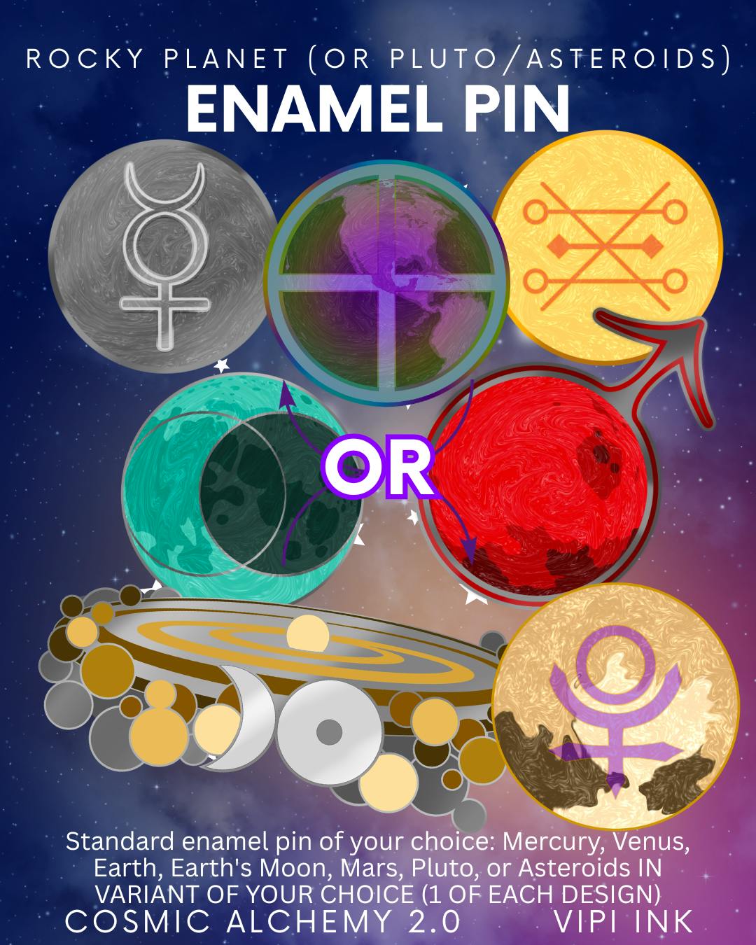 Rocky Planet (or Pluto) Enamel Pin