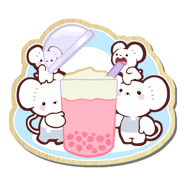 Mouse family wooden pin