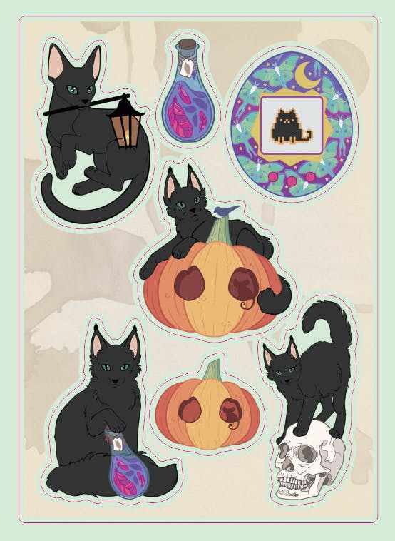 Black Cat Sticker Sheet