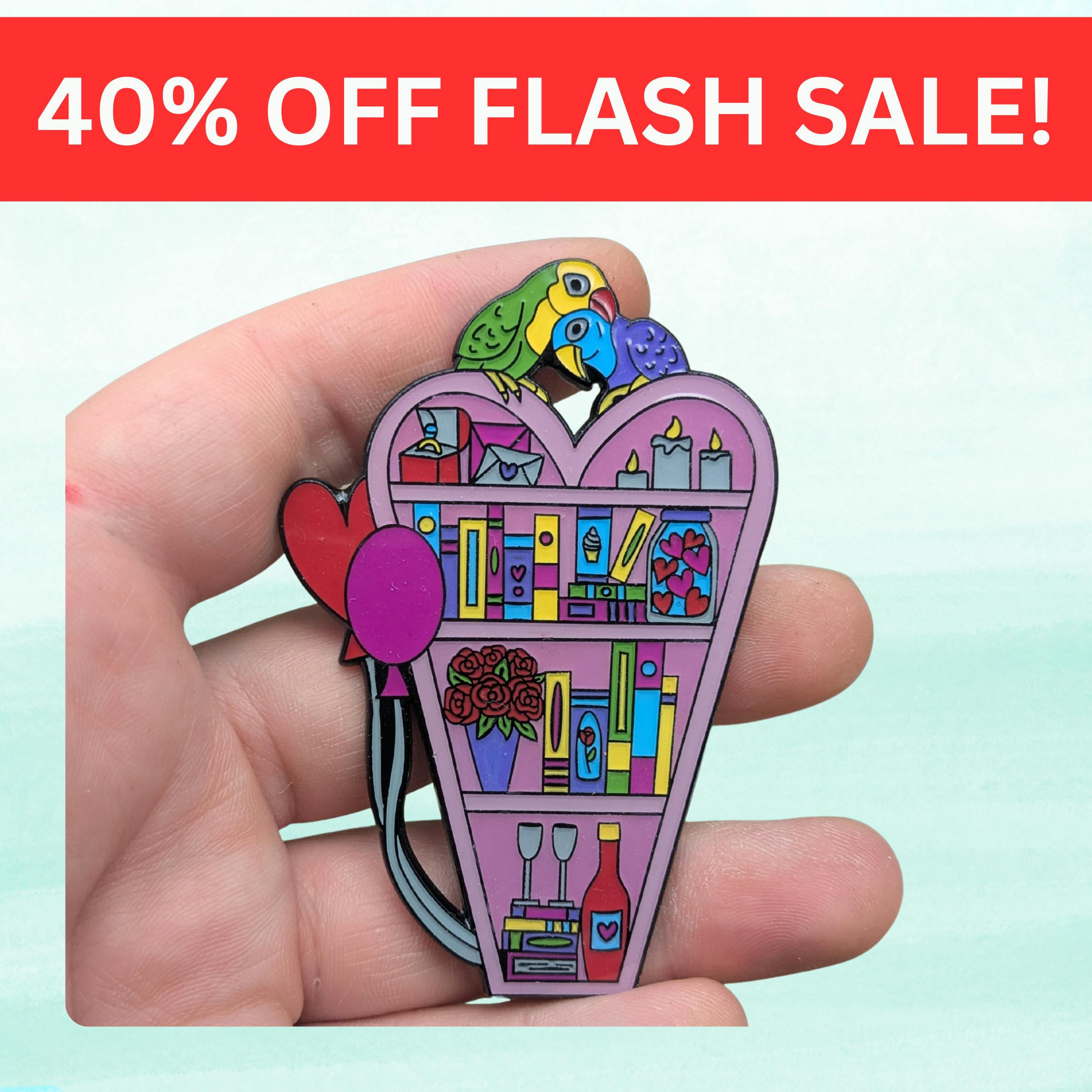 FLASH SALE: Romance Bookcase Enamel Pin