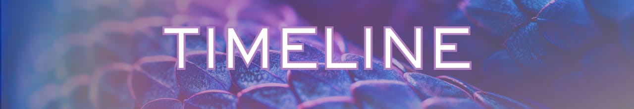  Text: Timeline on a blue and purple gradient overlay over a picture showing scales 