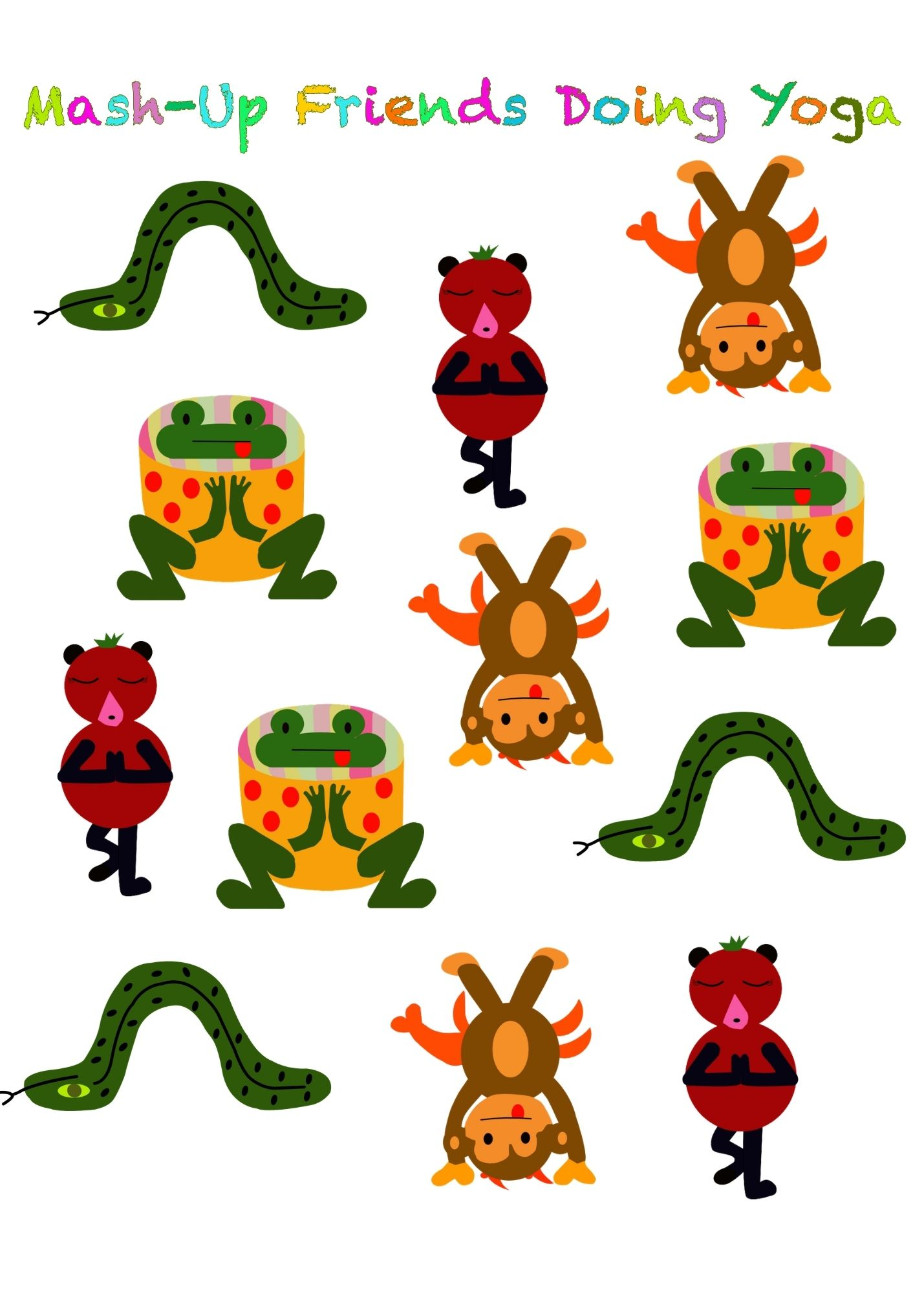 1x 🪷 Mash-Up Friends Doing Yoga 🪷 Sticker Sheet