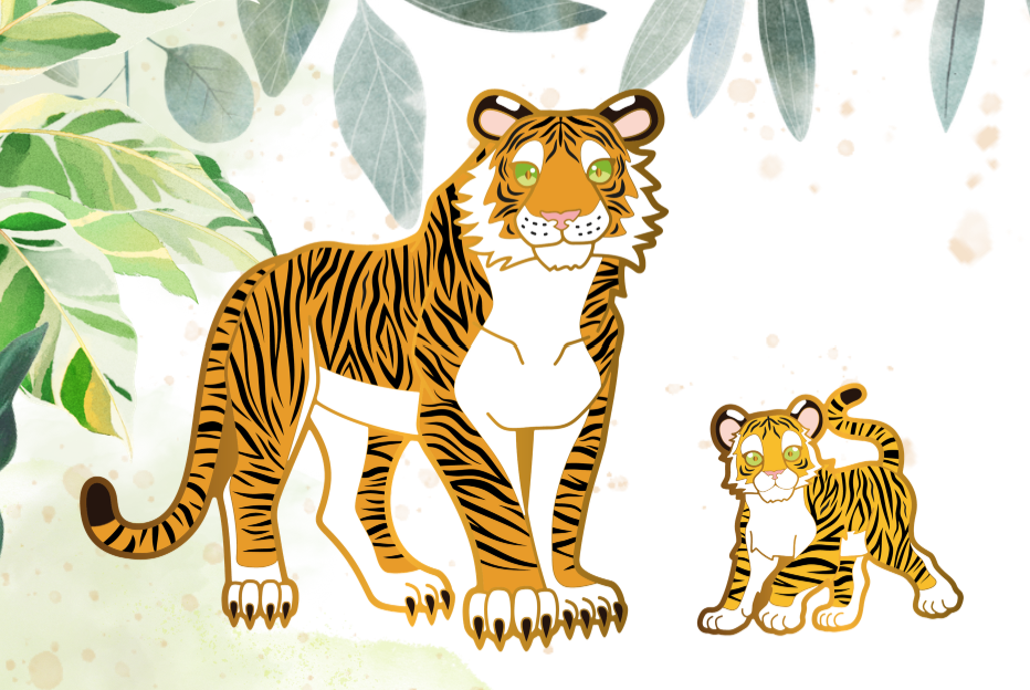 KITTY FAMILY: Big Cat and it's Cub + Info Card & Stickers