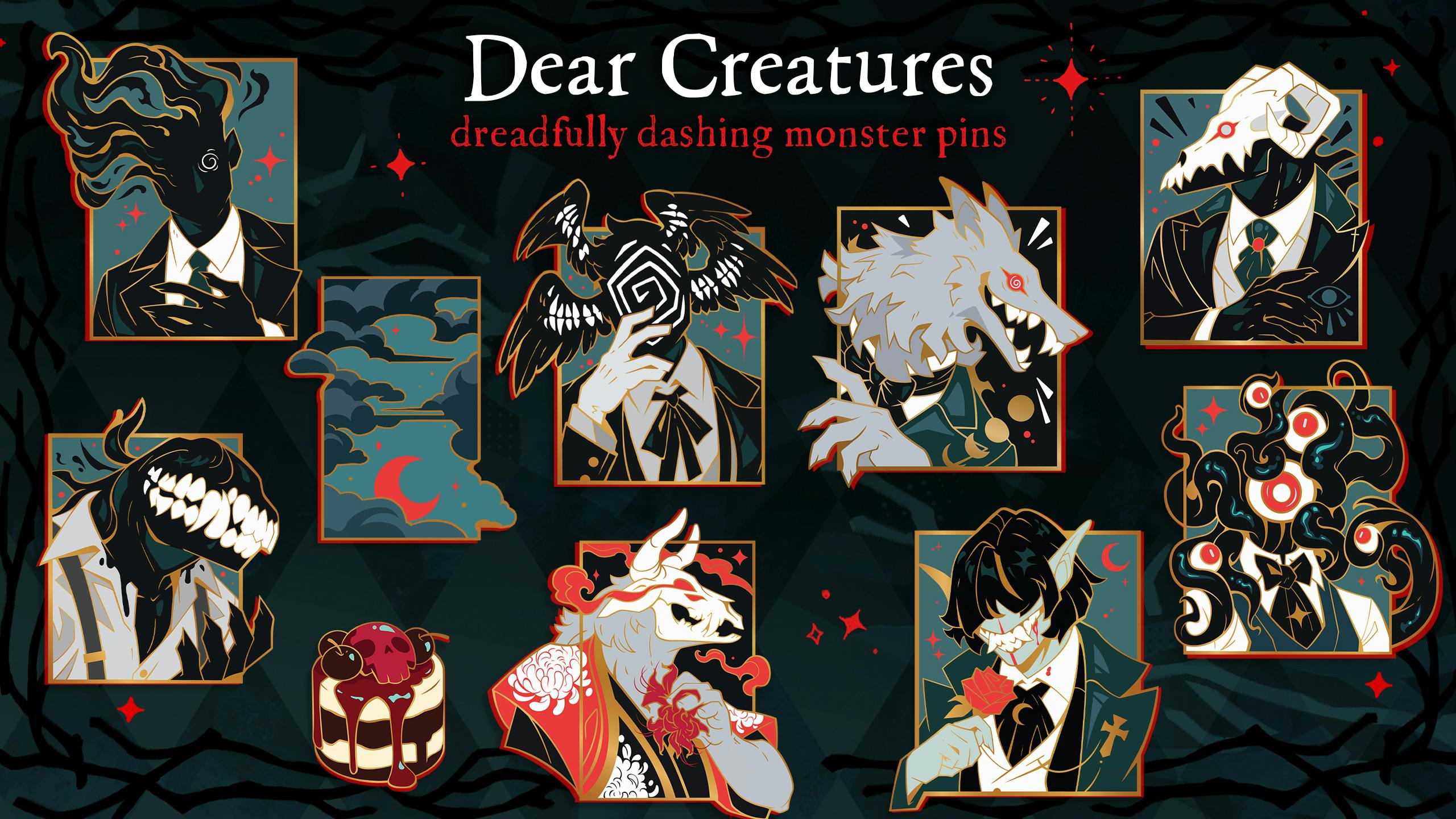 Dear Creatures: Dreadfully Dashing Monster Pins