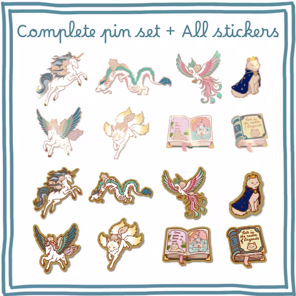 Complete Pin Set (One of Each) + Pack stickers (One of Each)