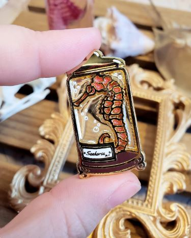 Cabinet of Curiosities: Diaphanized Seahorse | Stained Glass Enamel Pin