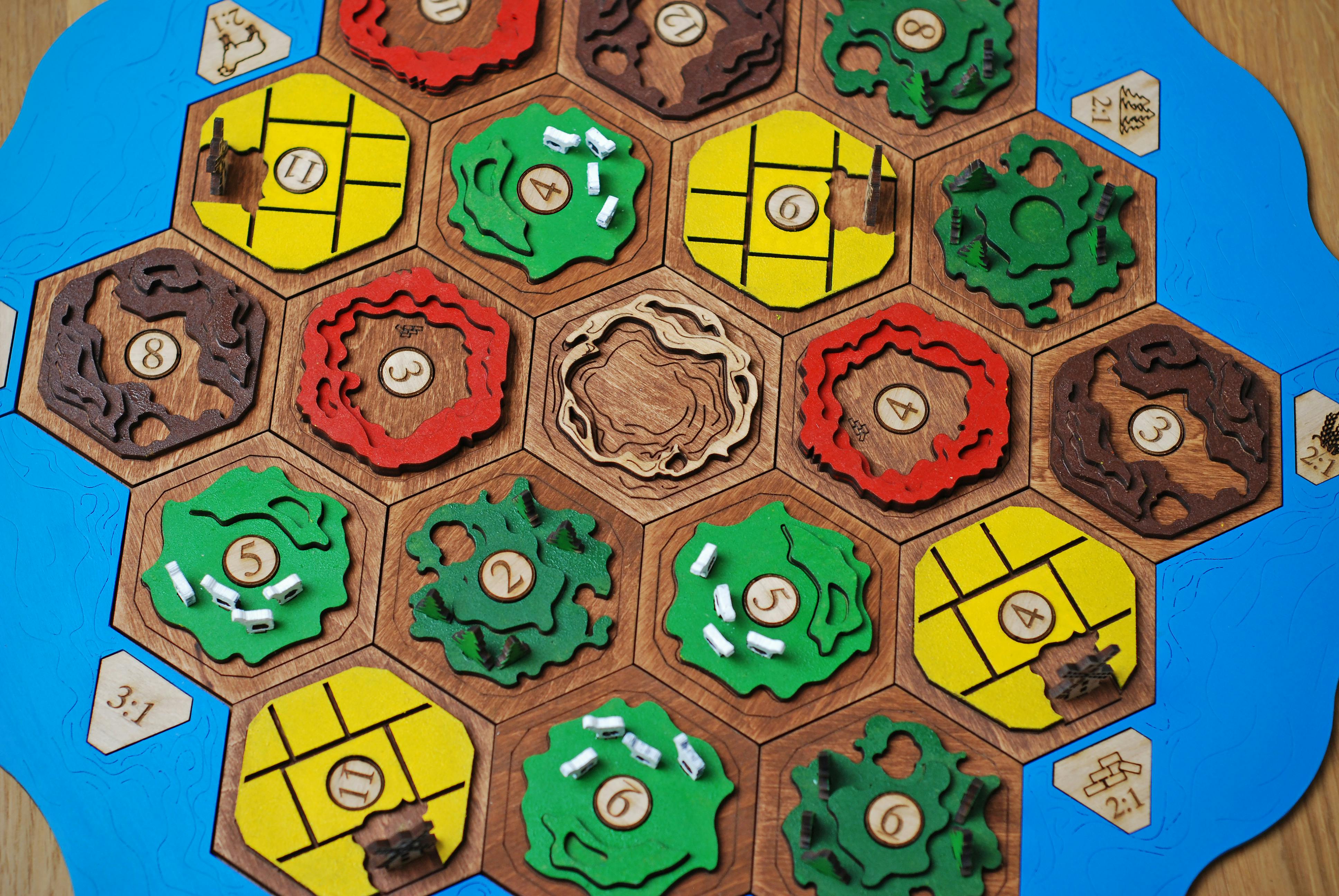 Premium 3D Wooden Game Board for Catan / 2-4 Player Custom S