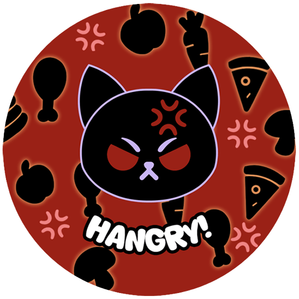 Hangry Black Cat 2.25 inch Button