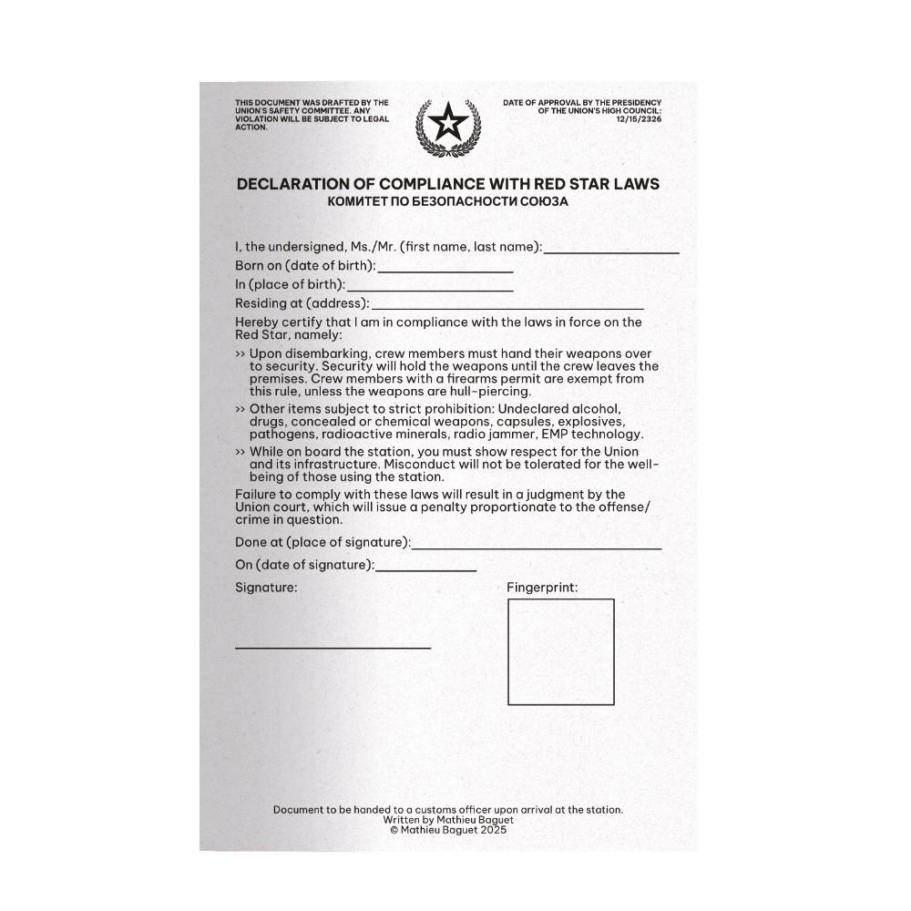Declaration of Compliance with Red Star Laws (PDF)