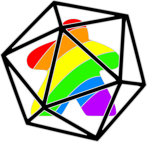 Rainbow Meeple in D20 Pin