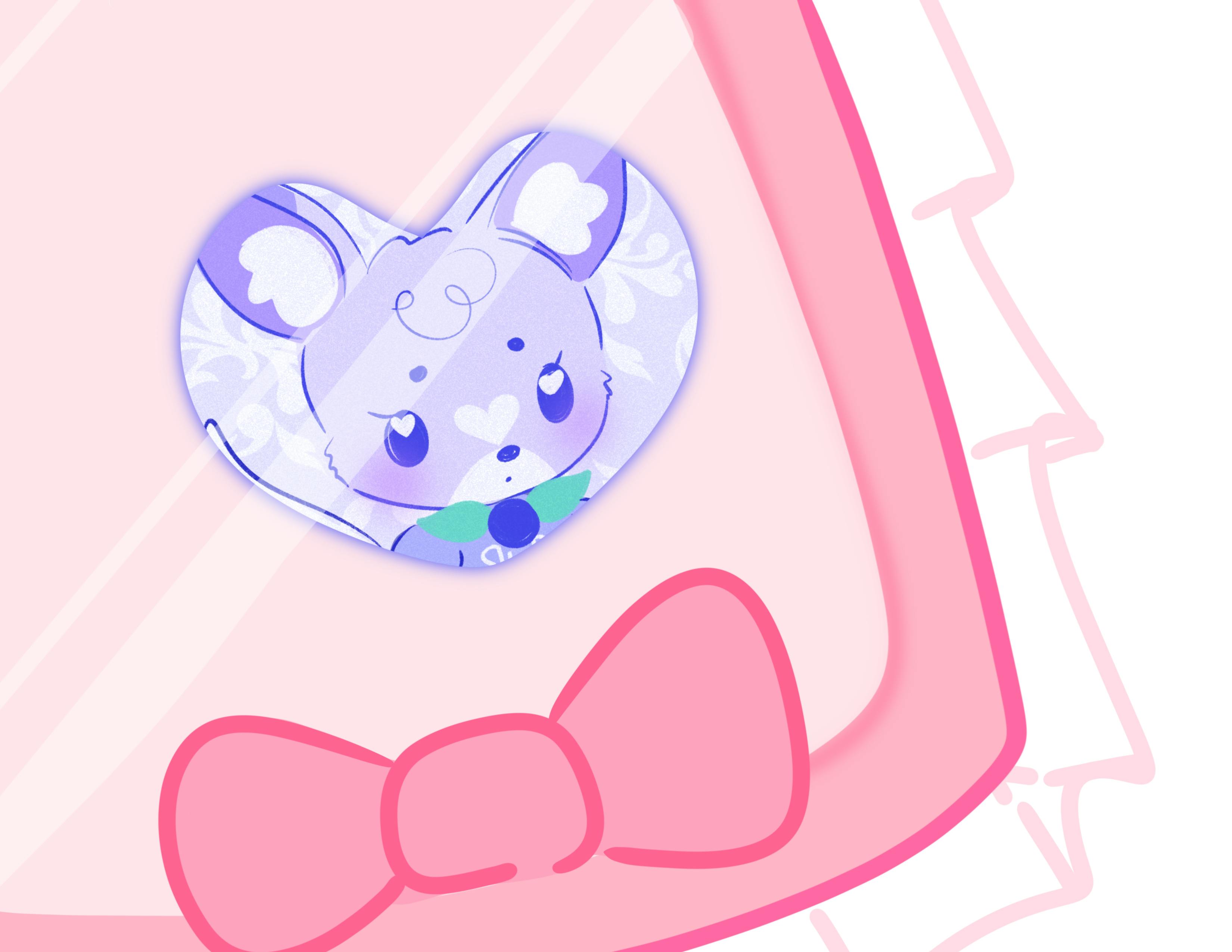 Holographic Muffin Heart Button