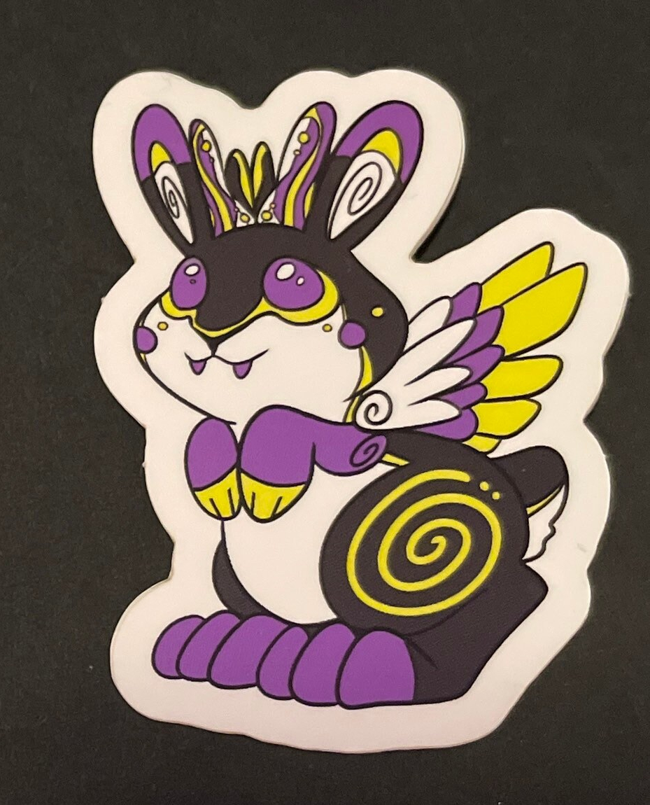 Non-binary flag jackalope sticker