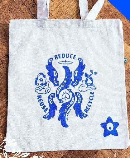 Blue Recycle Angel Recycled Cotton Tote Bag