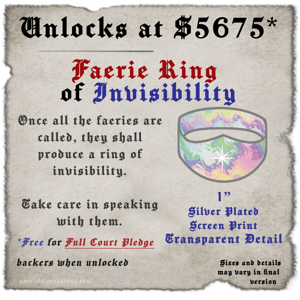  Faerie Ring of Invisibility pin design 